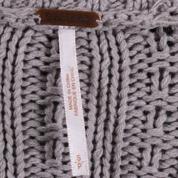 Free People Traveler Cable Knit Sweater Womens S Cropped Pullover Grey - Picture 2 of 15